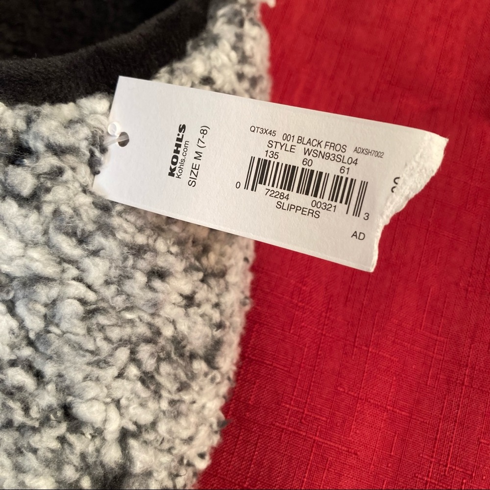 Sonoma Women's M 7/8 Cozy Warm Indoor/Outdoor Slippers Black Frost (Gray) NWT - Picture 5 of 6